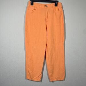 Blanknyc 27 The Baxter Ribcage Straight Leg Chino Pants Neon Orange Linen Blend